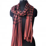 PALE RED WITH BLACK CHECKS PURE PASHMINA SHAWL