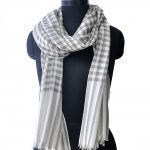 OFF WHITE WITH GREY CHECKS PURE PASHMINA SHAWL