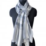 WHITE WITH GREY CHECKS PURE PASHMINA SHAWL