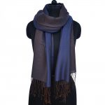 BROWN BLUE SILK PASHMINA