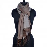 BROWN GREY SILK PASHMINA SHAWL