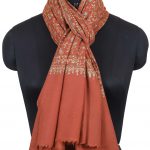 BURNT ORANGE EMBROIDERED PURE PASHMINA SHAWL