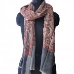 BLACK WITH FLORAL RED PURE PASHMINA SHAWL