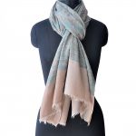 FLORAL PEACH WITH AQUA BLUE PURE PASHMINA SHAWL