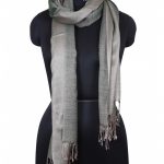 LINEN COLOR WITH SAGEGREEN SILK PASHMINA SHAWL