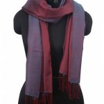 MAROON WITH AQUA BLUE SILK PASHMINA SHAWL