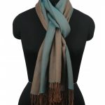 SANDCASTLE WITH AQUA GREEN SILK PASHMINA SHAWL