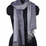 WHITE WITH DEEP KOAMARU SILK PASHMINA SHAWL