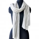 FLORALWHITE WITH DARK GREY CASHMERE CHECKS