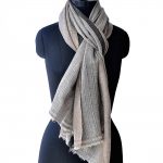 LIGHT GREY WITH BEIGE CASHMERE STRIPES