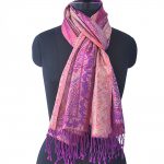 EGG PLANT WITH CORAL SILK STOLE