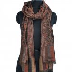 FLORAL BLACK WITH ORANGE PASHMINA JAMAWAR SHAWL