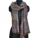 FLORAL PURPLE WITH PRUSSIAN BLUE PASHMINA JAMAWAR SHAWL