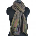 FLORAL OLIVE WITH PINK PASHMINA JAMAWAR SHAWL