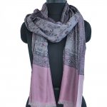 FLORAL PALE CHESTNUT WITH PALE CORNFLOWER BLUE PASHMINA JAMAWAR SHAWL