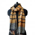 DARK TANGERINE WITH BLACK RAW SILK SCARVES