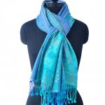 CORAL WITH TURQUOISE SILK STOLE