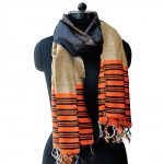 BLACK WITH BEAUTIFUL ORANGE RAW SILK SCARVES