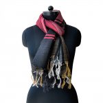 BLACK WITH INDIAN RED RAW SILK SCARVES