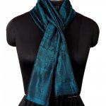 BLACK WITH BRIGHT CERULEAN SILK SCARF