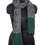 BOTTLE GREEN EMBROIDERED PASHMINA LUXURY SHAWL