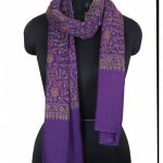 DARK VIOLET EMBROIDERED PASHMINA LUXURY SHAWL