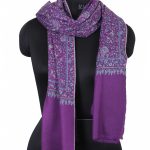ELECTRIC VIOLET EMBROIDERED PASHMINA LUXURY SHAWL