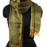 GOLD WITH GREEN SILK SCARF