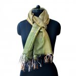 GOLDEN YELLOW WITH ASPARAGUS RAW SILK SCARVES