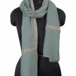 LAUREL GREEN EMBROIDERED PASHMINA LUXURY SHAWL